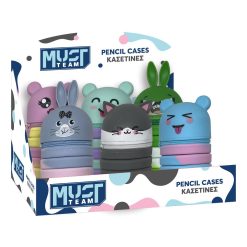 SILICONE PENCIL POUCH FOLDABLE 6 DESIGNS ANIMALS