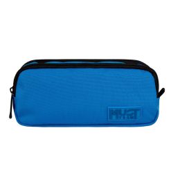 PENCIL CASE 2 ZIPPERS BLUE WITH DARK BLUE