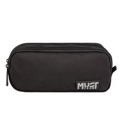 PENCIL CASE 2 ZIPPERS BLACK WITH GREY