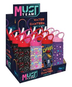 WATER CANTEEN PS 500ML WITH STRAW ASST