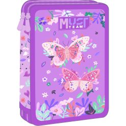 DOUBLE DECKER FILLED PENCIL CASE BUTTERFLY LILAC
