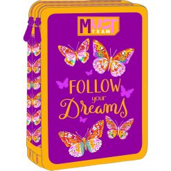 DOUBLE DECKER FILLED PENCIL CASE BUTTERFLY FOLLOW YOUR DREAMS