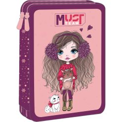 DOUBLE DECKER FILLED PENCIL CASE GIRL IN WINTER WITH FUR
