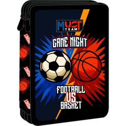 DOUBLE DECKER FILLED PENCIL CASE FOOTBALL VS BASKET