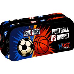 PENCIL CASE 2 ZIPPERS FOOTBALL VS BASKETBALL