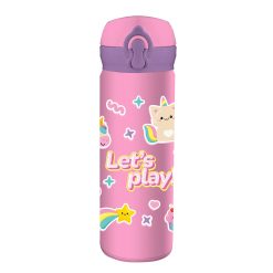 VACUUM FLASK STAINLESS STEEL 500ML WITH STRAW 4 DESIGNS